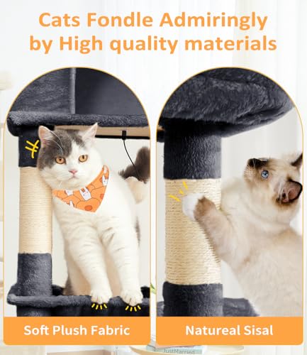68" Multi Level Large Cat Tree Tower for Indoor Cats (Grey)