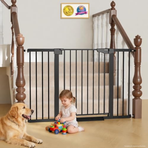 29.7 51.5 in Extra Wide Baby Gate for Stairs (Black / 29.7-51.5"W x 30.5"H)