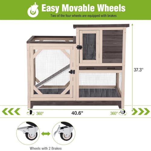 Rabbit Hutch Indoor 2 Story with 3 Doors (Beige & Dark Brown)