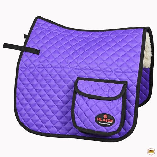 Western Horse Luxury Quilted Saddle Pads with Pockets (Purple)