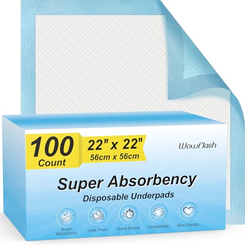 100 Count 22” x 22” Super Absorbency Disposable Underpads (100 Count 22" x 22")