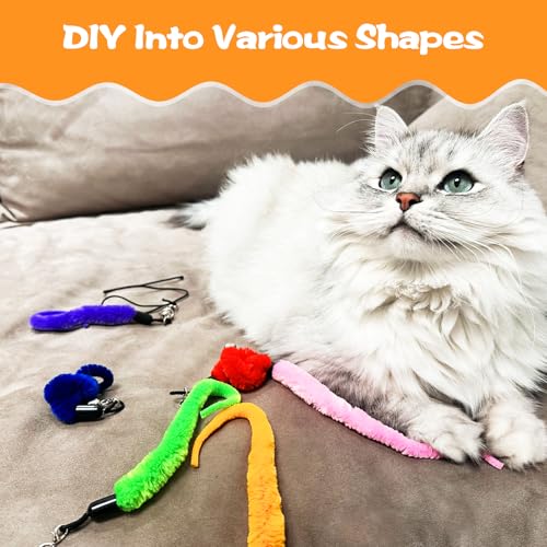 Fuzzy Worm Cat Wand Refills with Black String