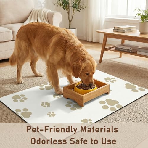 Pet Feeding Mat Dog Cat Food Mat Absorbent No Stains Quick Dry Rubber Bottom Anti (Off White-JY / 12"×20")