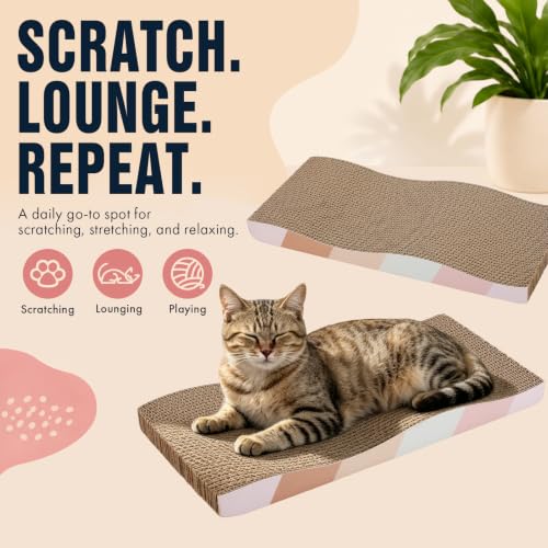 Cat Scratch Pad Cardboard cat scratchers for Indoor Cats Reversible Large Wide Corrugated with Catnip (1-Pack)