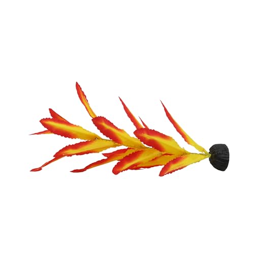 Silk Aquarium Plants for Betta Fish Tank (Yellow-red / 8 Inch)