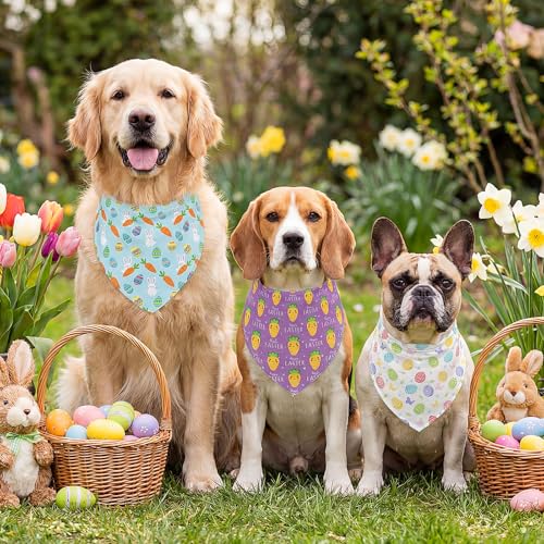 50 Pcs Easter Dog Bandanas Bulk Bunny Egg Carrot Bandanas for Dogs Triangle Kerchief Bibs Scarf Set for Pet Easter Costume Photo Props Accessories Pet Shops (Easter / 25.6 x 17.7 x 17.7")
