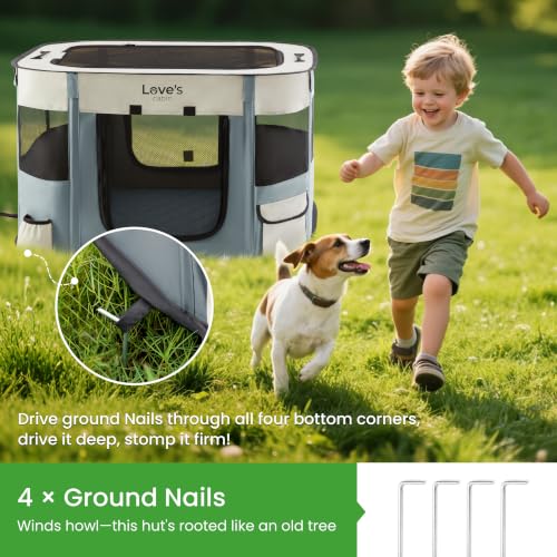 Dog Playpen Cat Puppy Pen (Gray green with Pad / Small)