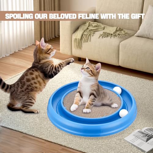 Cat Scratching Board with Track Balls for Indoor Cats (Blue)