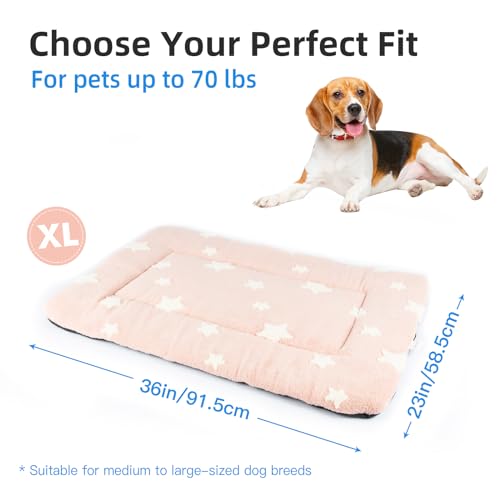 Dog Crate Pad Washable Dog Bed for Crate Flat Cat Pet Kennel Mat (36''L x 23''W x 1.5''Th / Pink)