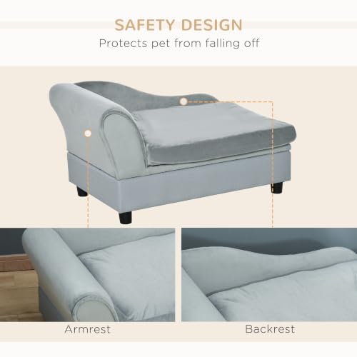 Luxury Fancy Dog Couch with Hidden Storage for Puppies (Light Gray)