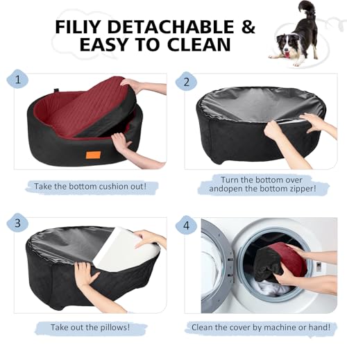 Dog Car Seat for Medium Dogs Up to 50 lbs (Black/Red)