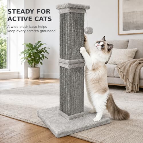 Vertical Cat Scratching Post for Indoor Cats (All Grey)