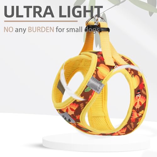 Dog Harness Collar and Leash Set No Pull for Small Medium Sized (Brown&Yellow (Fall) / S (CHEST 14.5"-16"))