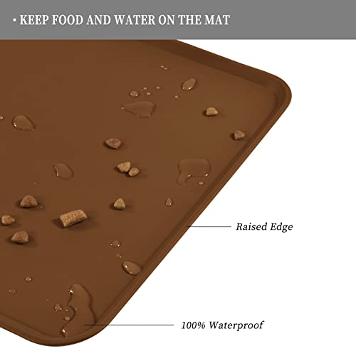 Silicone Pet Feeding Mat (Brown / 24" x 16")