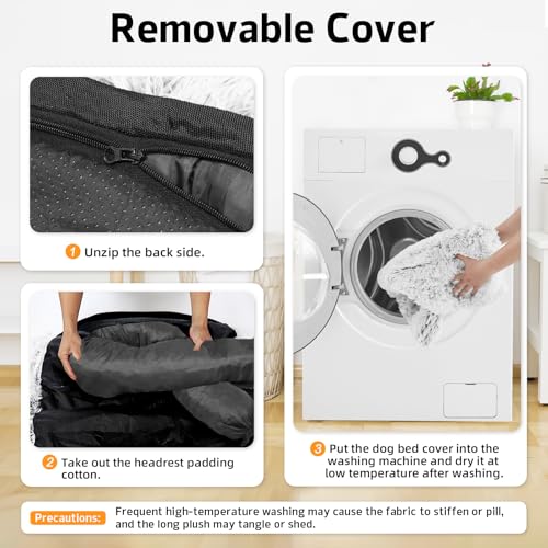Calming Dog Bed Fluffy Plush Dog Mat for Furniture Protector with Removable Washable Cover for Large Medium Small Dogs and Cats (Light Grey / 31.0"L x 23.5"W x 5.0"Th)
