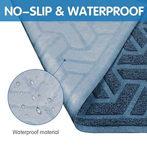 Waterproof Cat Litter Mat Large 35" x 24" Soft on Kitty Paws (D-Blue)