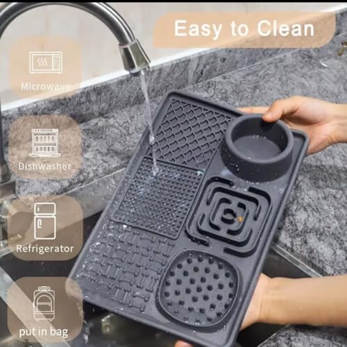 Silicone Dog & Cat Lick Mat with Suction Cups (Grey)