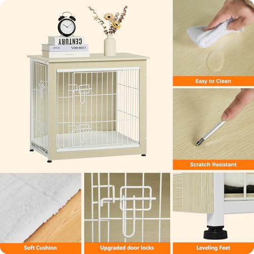 27" Dog Crate Furniture (White Oak / 27.2"L x 20.1"W x 23.6"H)