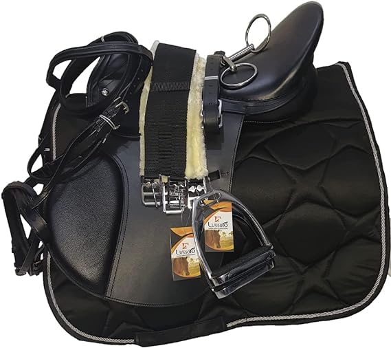 Leather English Riding Horse Saddle Starter Kit for Horse 6 Pcs Riding Gift Set (Size 17)