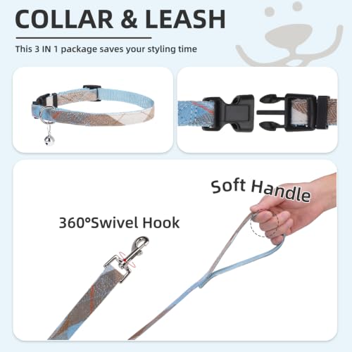 Dog Harness Collar and Leash Set No Pull for Small Medium Sized (Light Blue / M (CHEST 16"-18"))