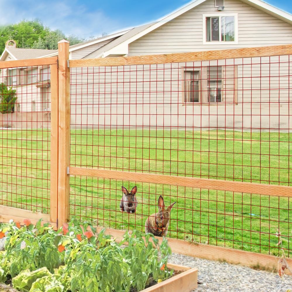 Red PVC Coated Welded Wire Fence 24" x 50' Roll (Red / 2''x3'' 16GA 24''x50')