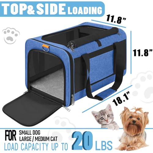 Large Cat Carrier Soft (Blue / 18.1"L x 11.8"W x 11.8"H)