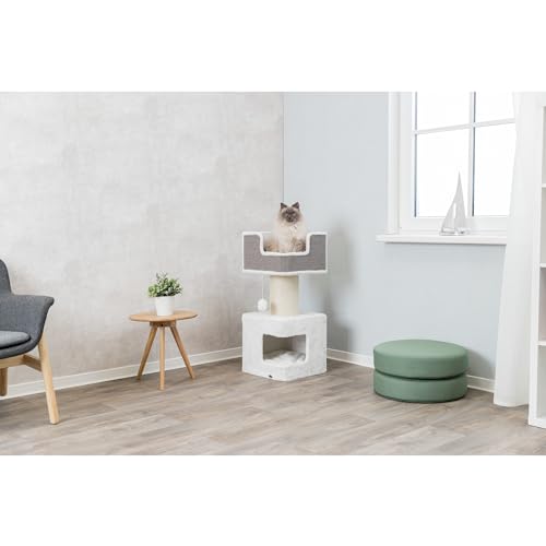 Ava Cat Tree Cat Tower with Condo & Thick Scratching Post (Gray)