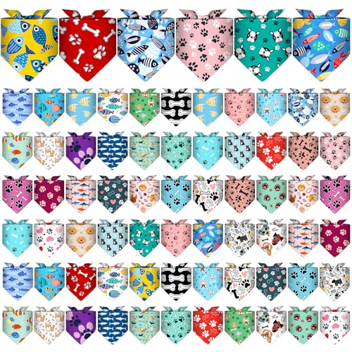 72 Packs Dog Bandanas Bulk Triangle Scarf Bibs Adjustable Dog Bibs Bandanas for Pet Costume Accessories