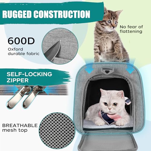 Dog Cat Carrier Pet Carriers for Small Medium Large Cats Dogs Carrier Soft Sided Small Puppy Dog Carrier Portable Foldable Airline Approved Dog Cat Travel Carrier Grey Medium (18.0"L x 11.5"W x 11.5"H / Grey)