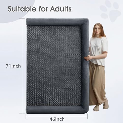 Orthopedic Washable Human Dog Bed for Adult & Dog Cozy Sleep (61"l x 43"w x 7"th / Dark Grey)