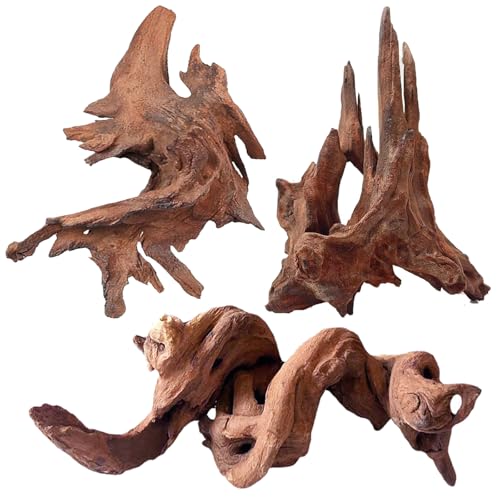 Natural Aquarium Driftwood for Fish Tank Reptile Terrariums Decor (Mopani Driftwood 7 to 11 Inch (Pack of 3))