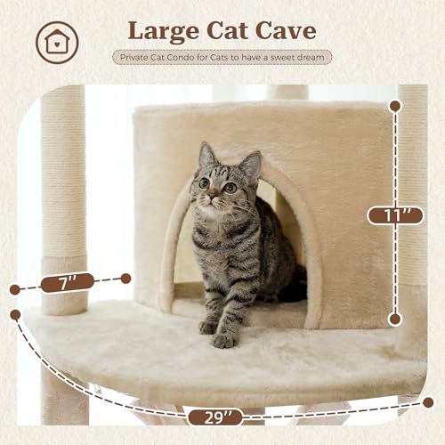 Floor to Ceiling Cat Tree (93''-102'' / Large Beige)