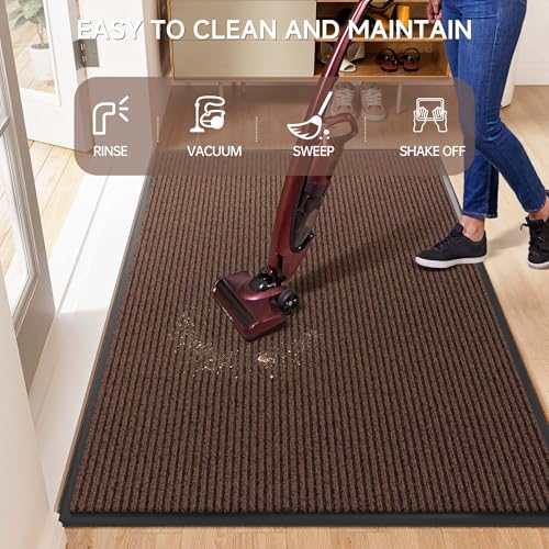 Front Door Mat (3' x 4' (Rectangular) / Brown Striped)