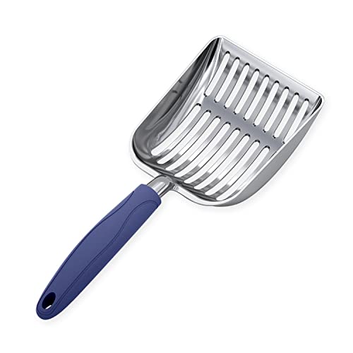 Cat Litter Scoop (Small / POLISHED Aluminum \ #01 Blue Handle)