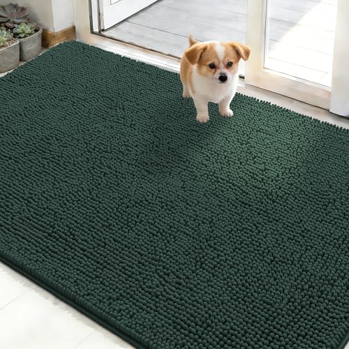 Dog Door Mat for Muddy Paws 48x30 (Blackish Green / 48" X 30")