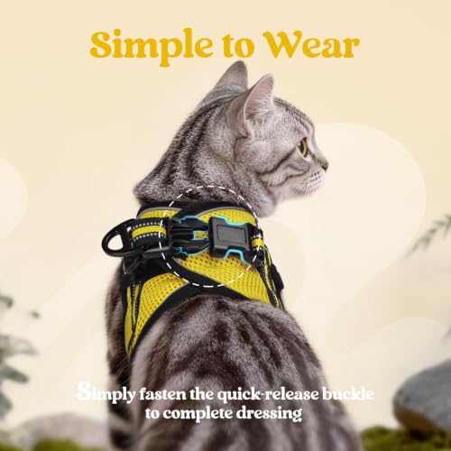Cat Harness and Leash Set (M / Bright Yellow)