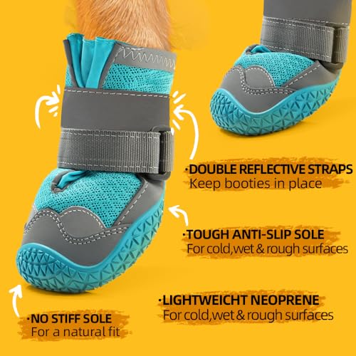 Dog Boots for Large Dogs (Blue / Width 1.96 Inch)