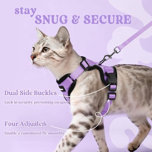 Cat Harness and Leash Set (M / Light Purple)