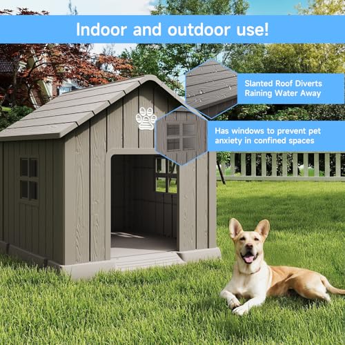 Dog House for Medium Size Dogs (Gray / 32.5''L x 33.7''W x 31.18''H)