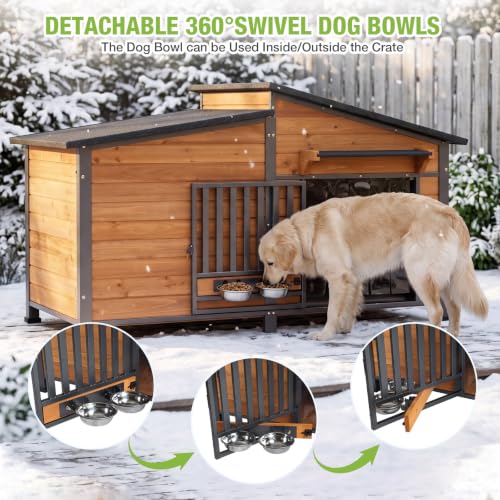 Extra Large Heated Dog House Insulated Dog Kennel Weatherproof Dog Shelter with Safe Heating Pad
