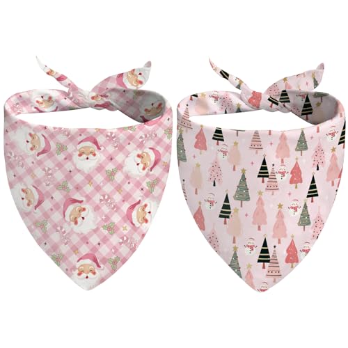 Pink Christmas Dog Bandanas 2 Pcs (Christmas1)