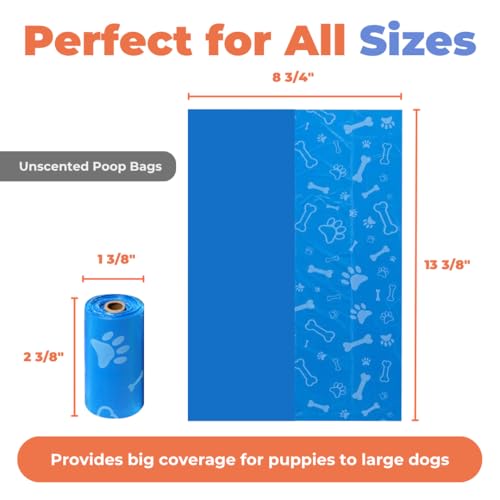 Poop Bags for Dogs (Blue (Unscented) / 240 Bags)