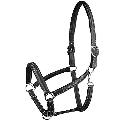 Warren Soft Adjustable Genuine Leather Horse Halter (Black / Horse)