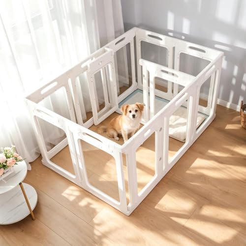 Clear Acrylic Dog Playpen Indoor (White / 30" Height)