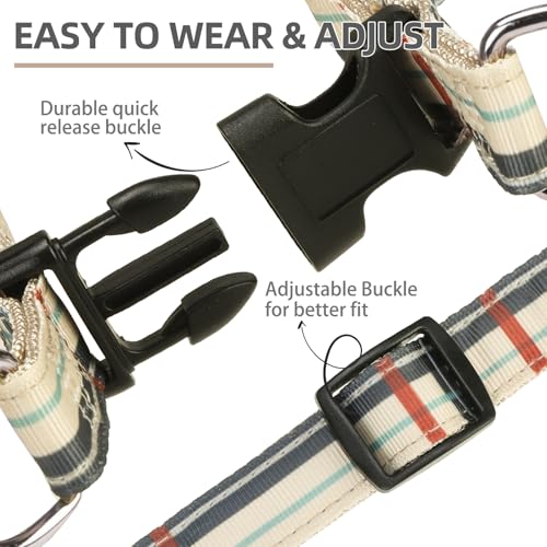 No Pull Dog Harness Small Sized Step (Beige Plaid / Small)