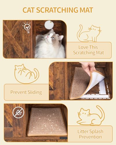 Cat Litter Box Enclosure (39.4"L x 21.7"W x 24.8"H / Rustic Brown and Black)