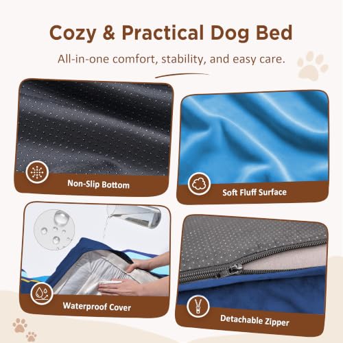 Orthopedic Dog Bed for Extra Large Dogs with Bolster (42.0"L x 30.0"W x 8.5"Th / New Jersey)