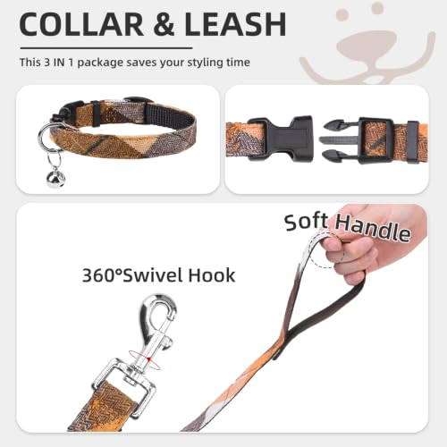 Dog Harness Collar and Leash Set No Pull for Small Medium Sized (Orange / XL (CHEST 20"-22"))