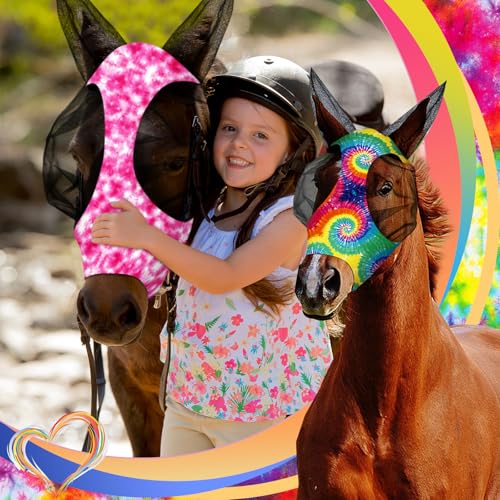 12 Pieces Horse Fly Mask Bulk (Tie Dye Patterns / Medium)