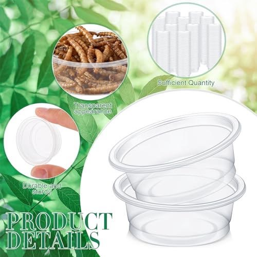 1000 Pcs 0.5 oz Gecko Feeding Cups Small Gecko Food and Water Cups Reptile Feeding Bowls Plastic Bearded Dragon Food Bowl for Lizard Small Pet Ledge Accessories (Transparent)